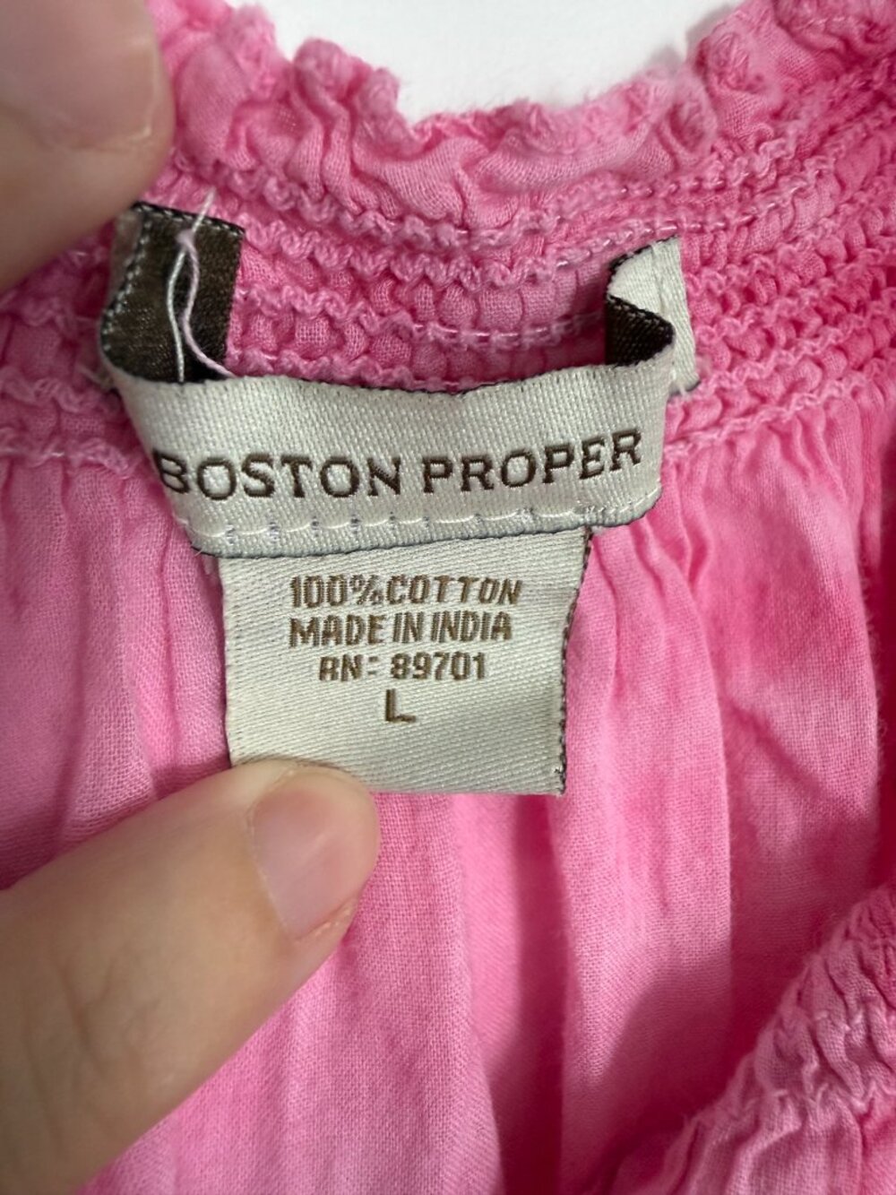 Boston Proper Pink Tie-Dye Peasant Blouse - Large - Picture 4 of 6
